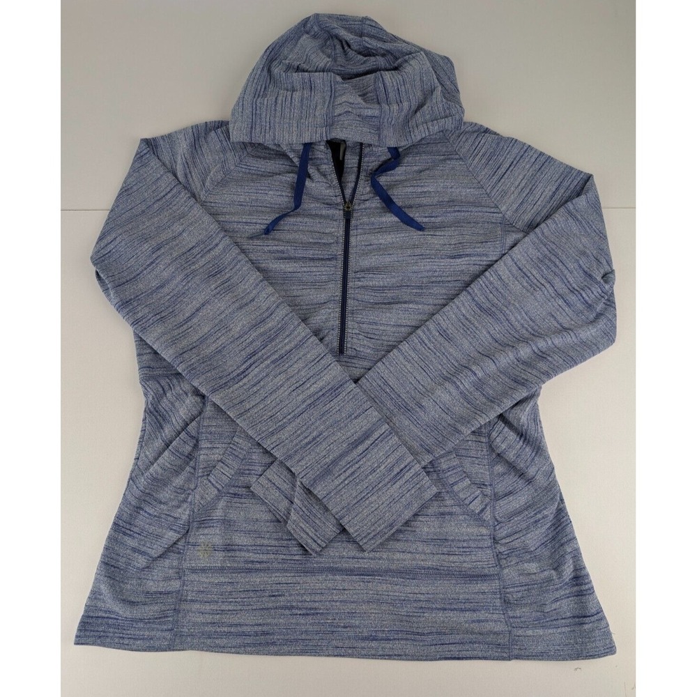 Athleta Heavenly Hail Hoodie Women's Large‎ Blue Spacedye Activewear 1/2 Zip
